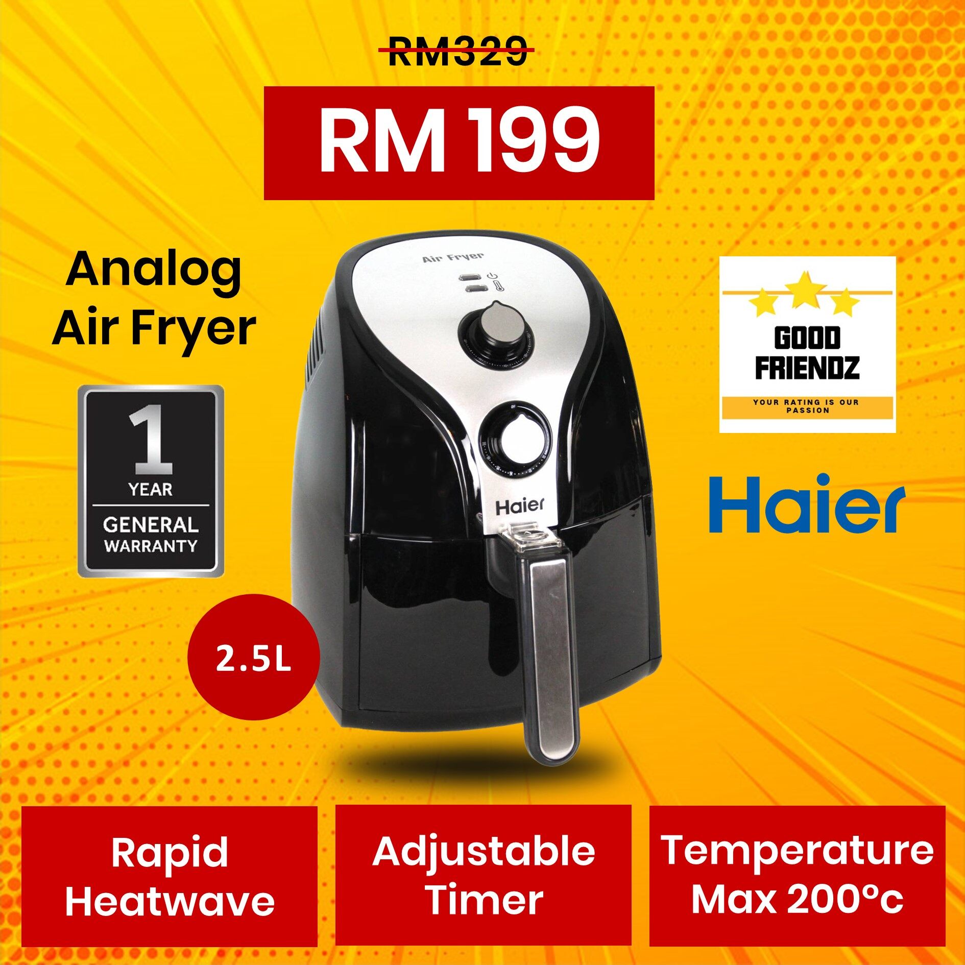 Harga air 2024 fryer haier