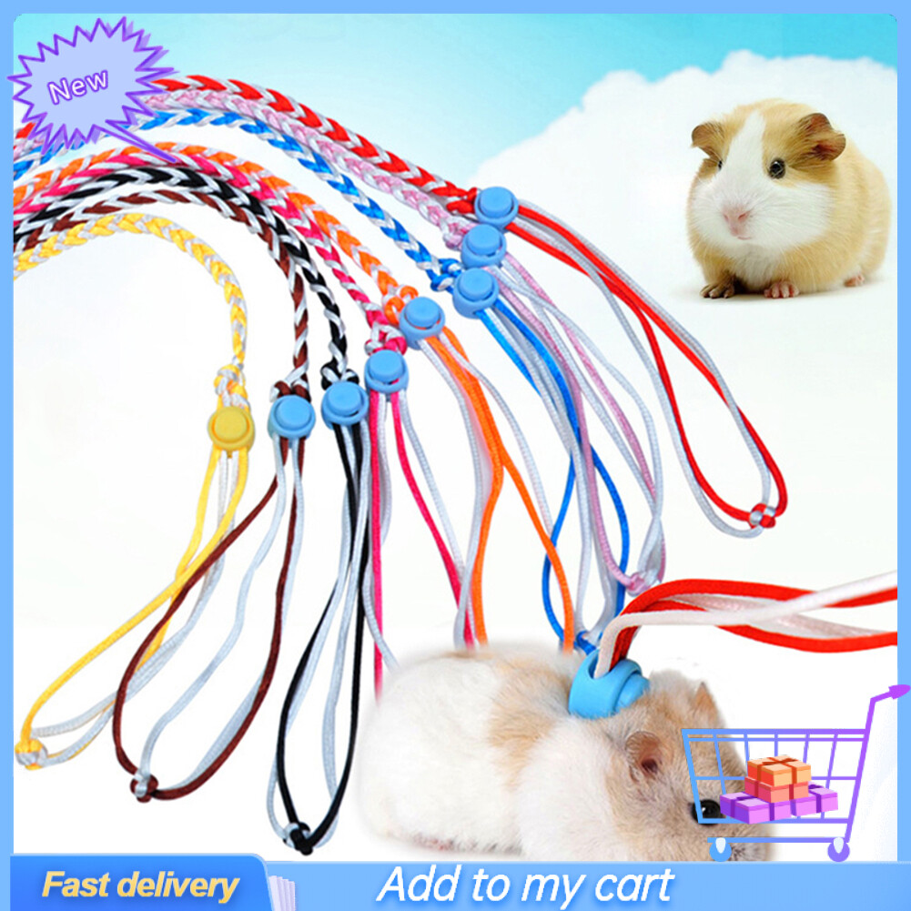 Guyq Dana Hand-Woven Rope Pet Squirrel Rabbit Out Of The Bend Rope To Walk Pet Guinea Pig Dutch Pig Hamster Tow Rope 1.4/2m Small Pet Hamster Rabbit Adjustable Traction Rope Walking Collar Leash
