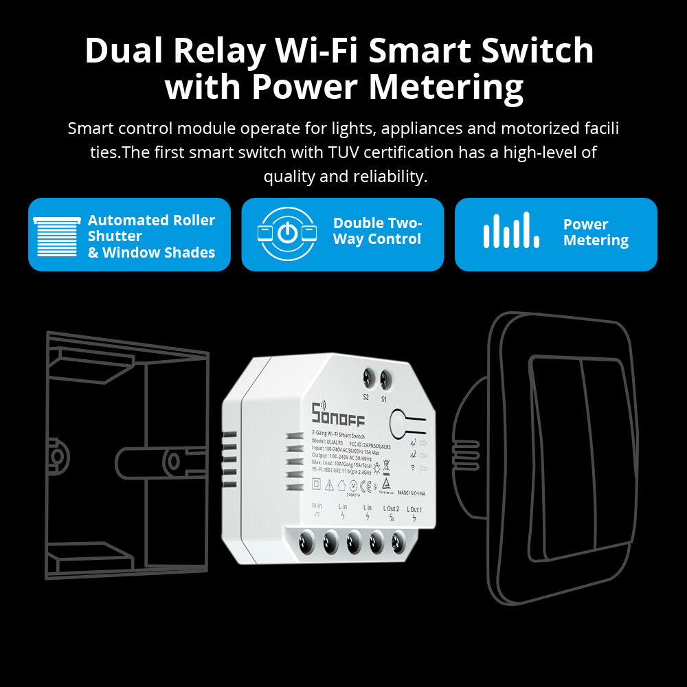 SONOFF DUALR3 / DUALR3 Lite WiFi Smart Dual Relay Switch Two Way Smart