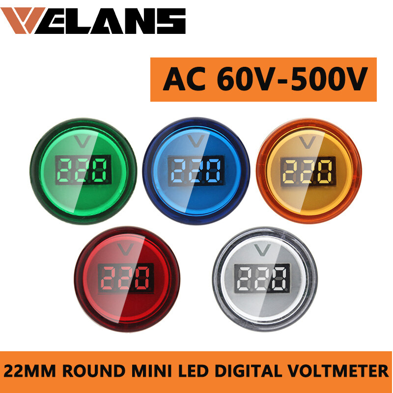 【Original】22mm Round Digital Voltmeter AC 60500V Mini Voltage Meter