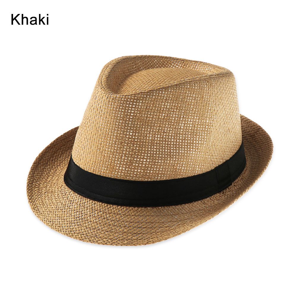 Zkmfu9568 unisex gangster cap summer beach sun hat straw panama cap jazz dress hat cowboy fedora hat