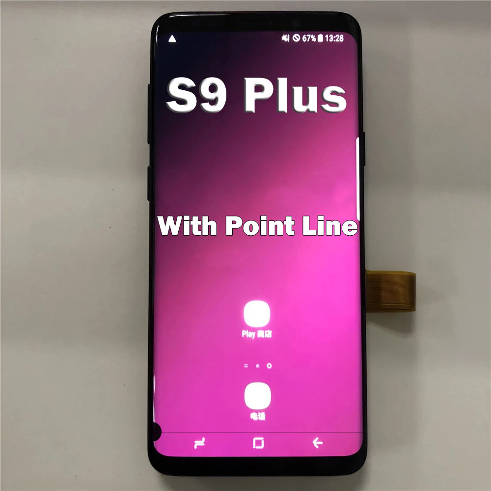 LCD gốc có dòng Dot cho Samsung Galaxy S9 cộng với màn hình cảm ứng LCD bộ phận lắp ráp cho Bộ số hóa hiển thị G965 g965f LCD không có khung