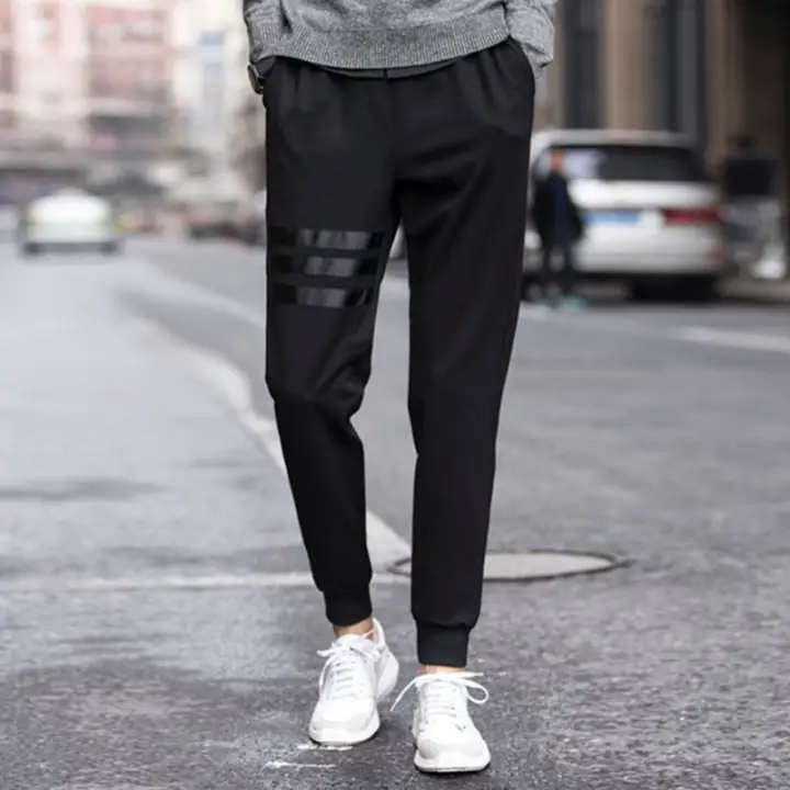 mens plain black joggers