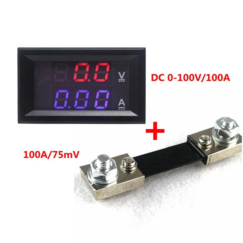 2PCS Digital Voltmeter Ammeter DC 0-100V 10A 50A 100A Dual Display Voltage Detector Current Meter Panel Amp Volt Gauge