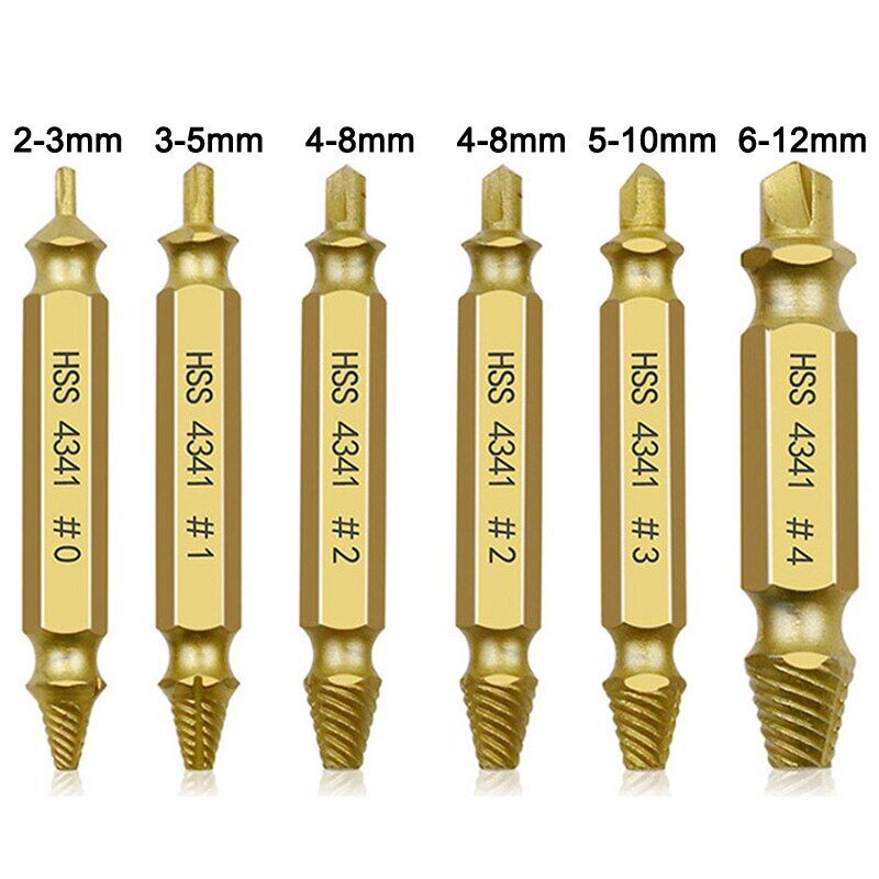 6pcs Damaged Screw Extractor Drill Bit Set Easily Out Broken Screw Bolt Remover Stripped Screws Extractor Demolition Tools