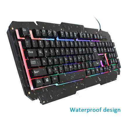 Rodeal สายรุ้ง backlit คีย์บอร์ดสำหรับเล่นเกมแบบมีสาย, LED 104 คีย์ USB ERGONOMIC ส่วนที่เหลือสำหรับพอร์ตคอมพิวเตอร์แบบมินิ Gamer