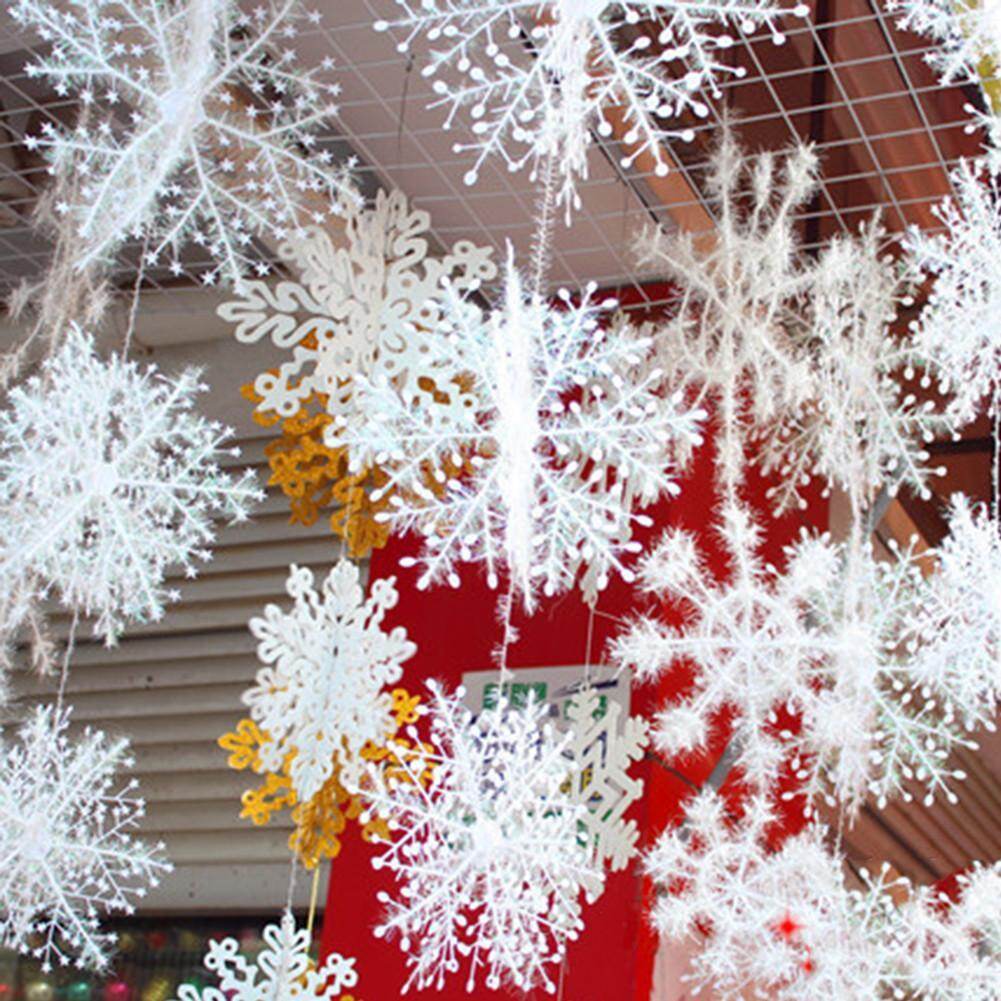 30pcs Christmas Three-dimensional Snowflake String  Christmas Party Snowflake Ornate Charms Tree Deco Christmas Tree Ornaments