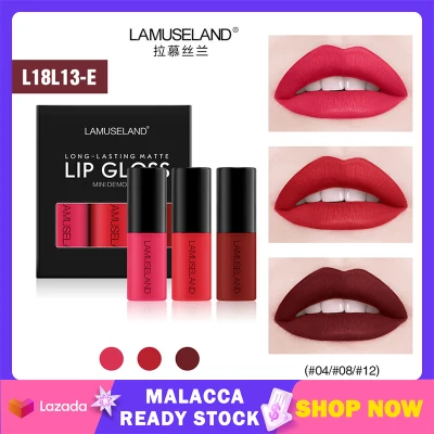 3Pcs/Set Travel Suit Waterproof Long-Lasting Matte Mini Lipstick 12 Colors Lip Gloss 3.5g Lip Makeup LAMUSELAND