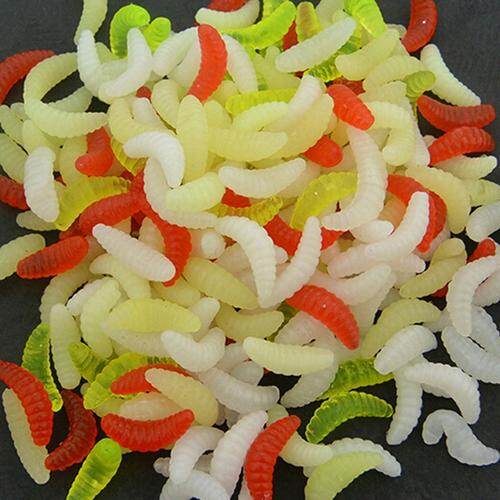 Ghxdryuru 50 Pcs Soft Silicone Mealworms Maggot Grub Worm Fishing Lures Bait Tackle