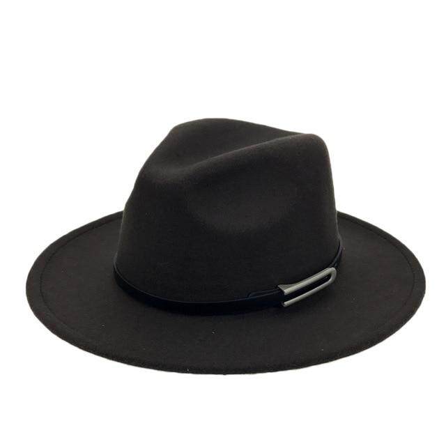 DOSOMI Vintage Unisex Fedora Autumn Winter Wide Brim hat Outdoor Casual Hat with Belt