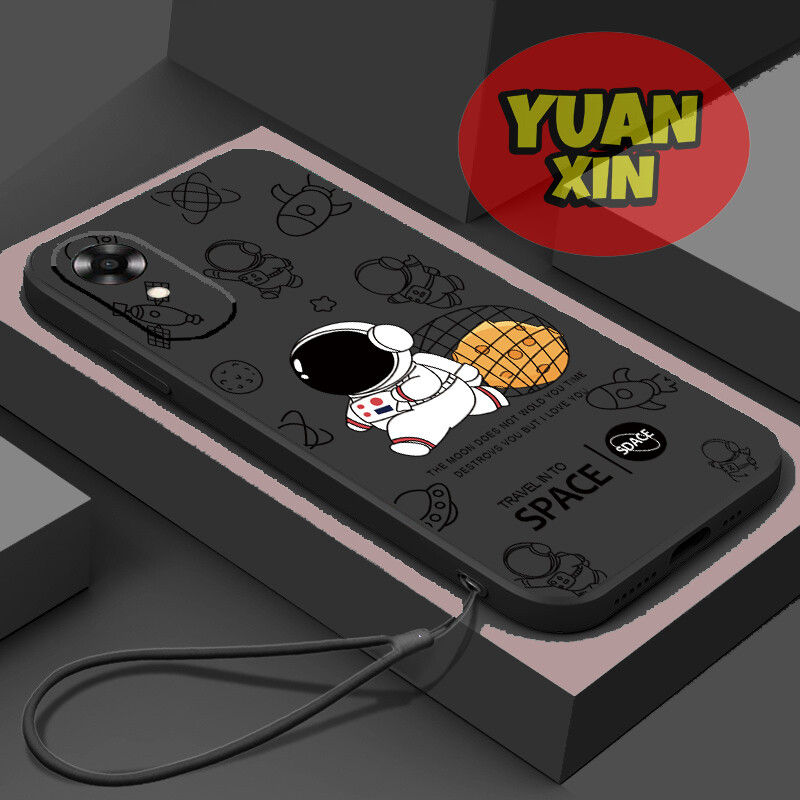 For OPPO A17K Phone case Straight Edge Soft Shell Astronaut TPU Casing