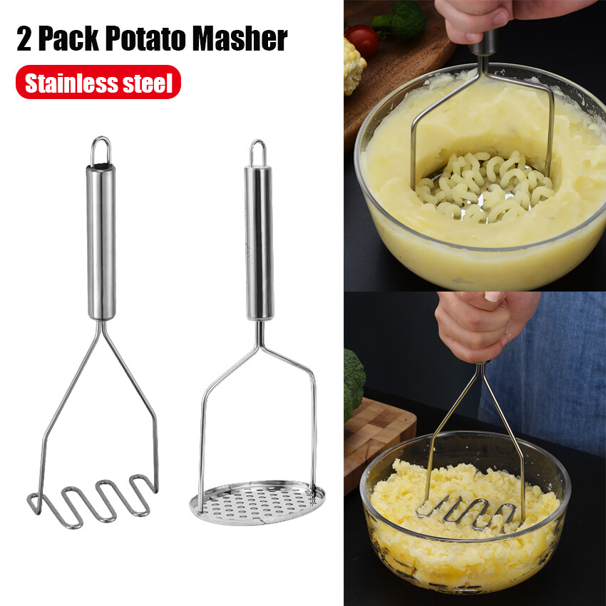 2 Pack Potato Masher, Heavy Duty Stainless Steel Potato Masher Kitchen Tool For Avocado, Mashed Potatoes