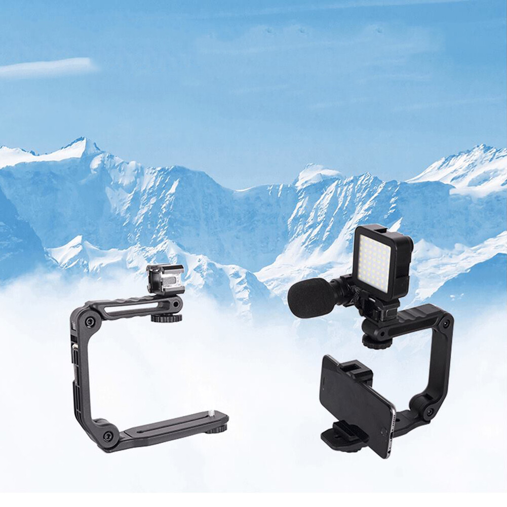 Portable C-type Stabilizing Handle Bracket Handheld Grip Hot Shoes Holder Convenient U-shaped Mobile Phone Flash Light Folding Support