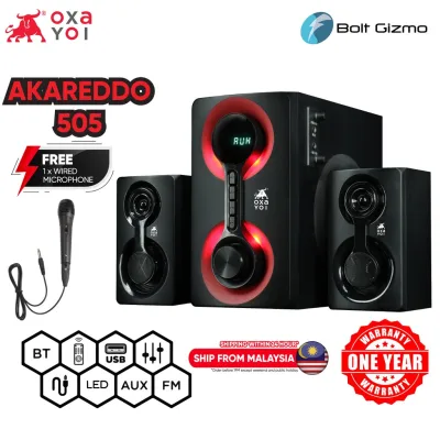 OXAYOI Akareddo 505 BTURM 2.1 Speaker Karaoke Bluetooth SD card USB Remote control AUX FM Radio Free 1 Wired Microphone
