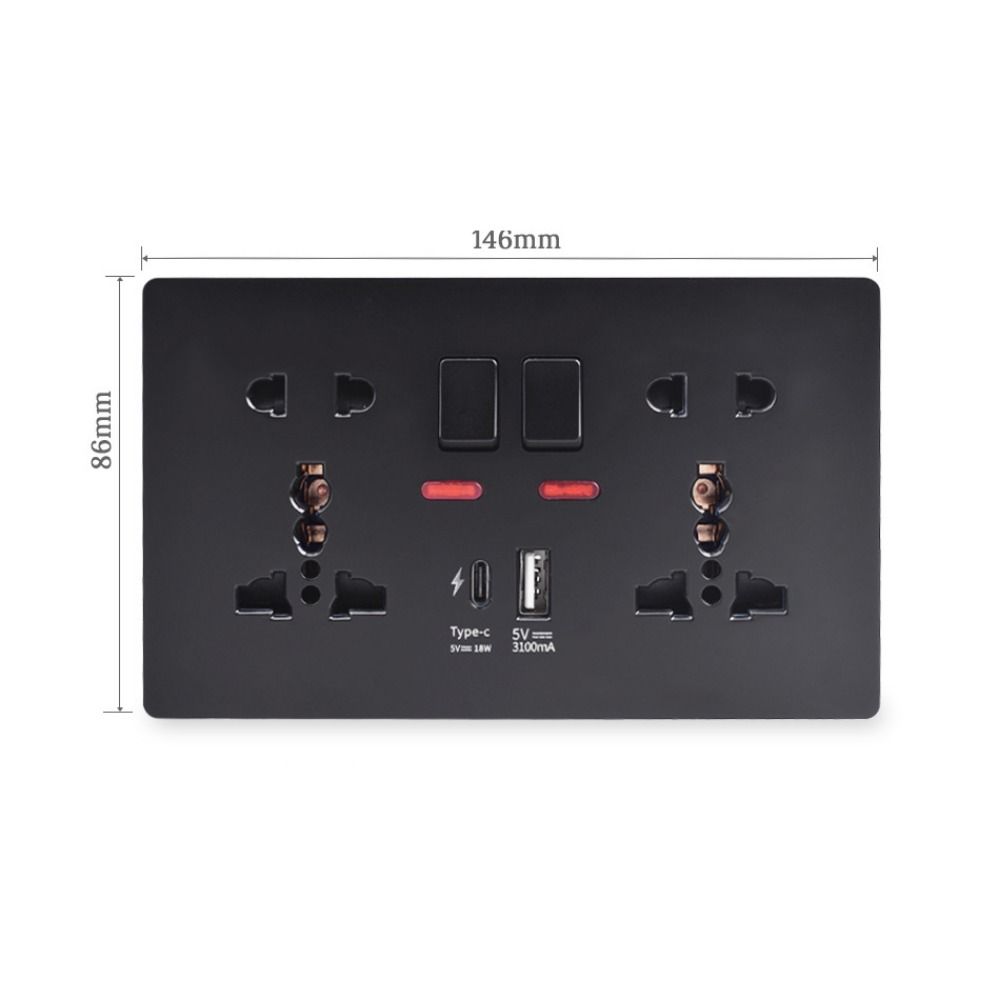 XIJIBAN Universal 4A Smart Quick Charge interface USB Port Power Socket Switch control Wall Outlet Dual Socket