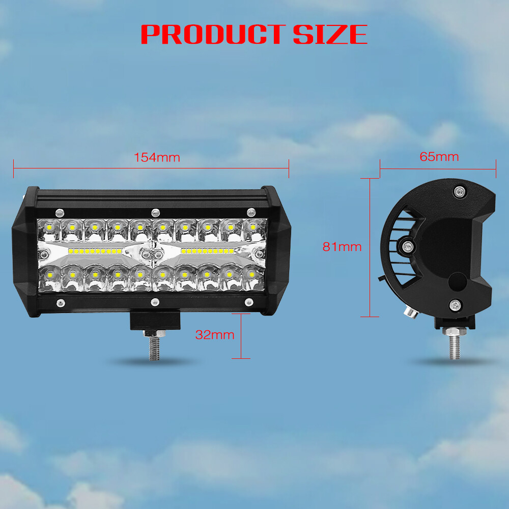 EKLEVA Đèn Pha LED Độ Trên Nóc Xe Hơi Ô Tô 7 Inch 120W Siêu Sáng Chống Nước Thông Dụng Đèn Làm Việc Sương Mù 4D Màu Trắng Off-Road Hai Hàng Phụ Kiện Đèn Pha Đèn Chip Đèn Pha Xe Máy Xe Tải SUV Xe Bán Tải Wagon ATV thuyền Máy Kéo
