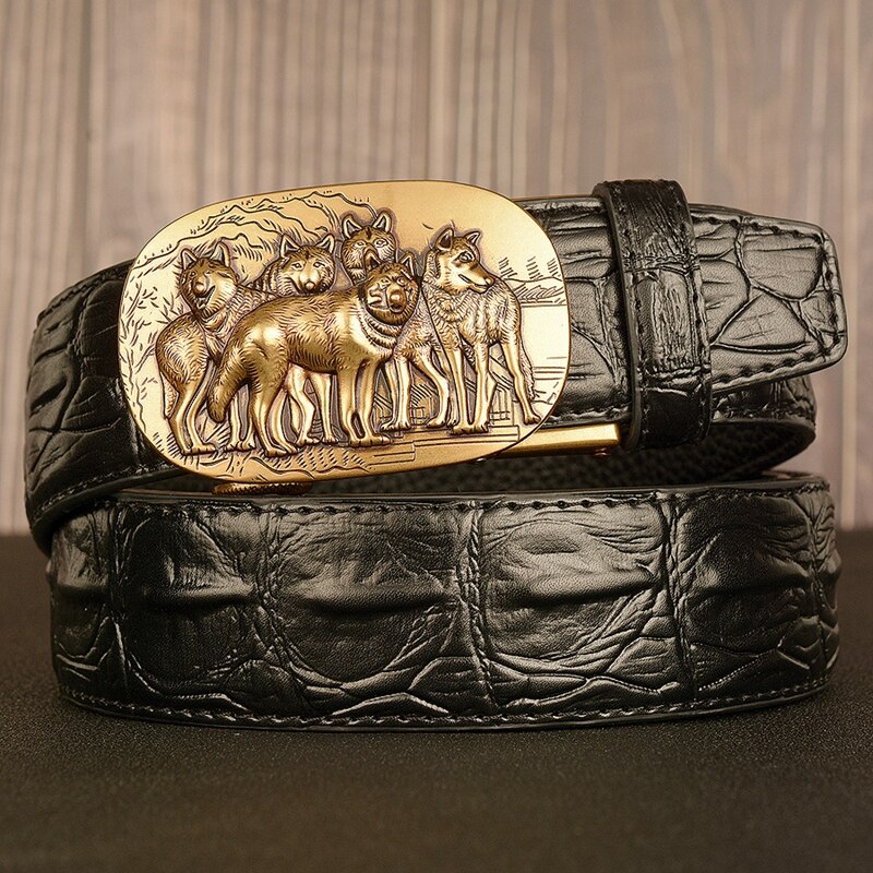 Animal Belts for Men High Quality Designer Leather Belts Male Fashion Retro Buckle Belt Men Strap Size 110-130cm