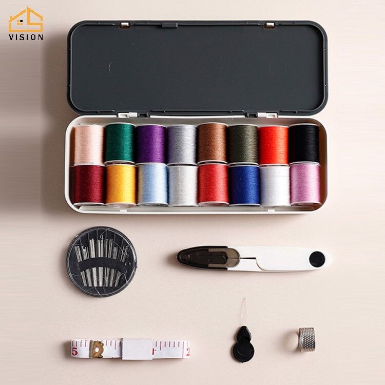 Vision Bộ Dụng Cụ May Đa Chức Năng Bộ Kim Cầm Tay Và Gói Chỉ Hộ Gia Đình May Tay Hộp Lưu Trữ Kim Đặt Cho Gia Đình Du Lịch Và Gia Đình Khẩn Cấp Máy May Di Động Phổ Quát