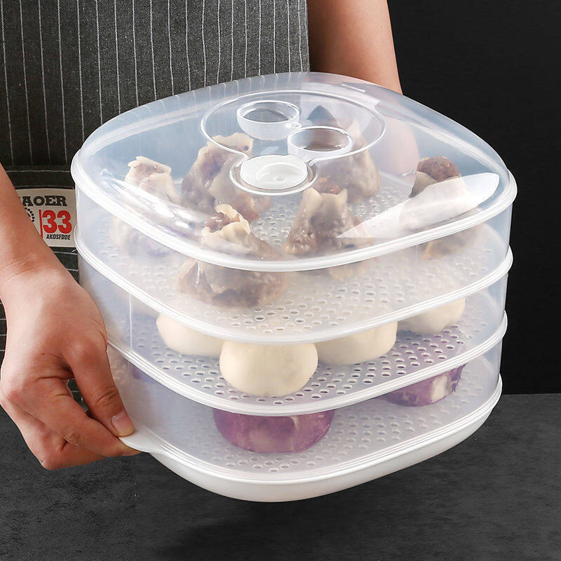 hấp bánh bao, xửng hấp, xửng hấp nhựa có nắp, xửng hấp nhiều tầng chịu nhiệt độ cao lò vi sóng bìa nhiều lớp máy xông hơi đa năng Hộp làm lạnh