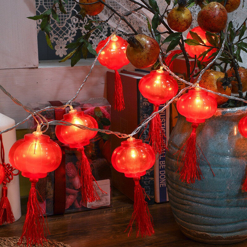Traditional Red Lantern USB LED Light String Christmas Battery Operated Party Supplies Chinese New Year Decoration