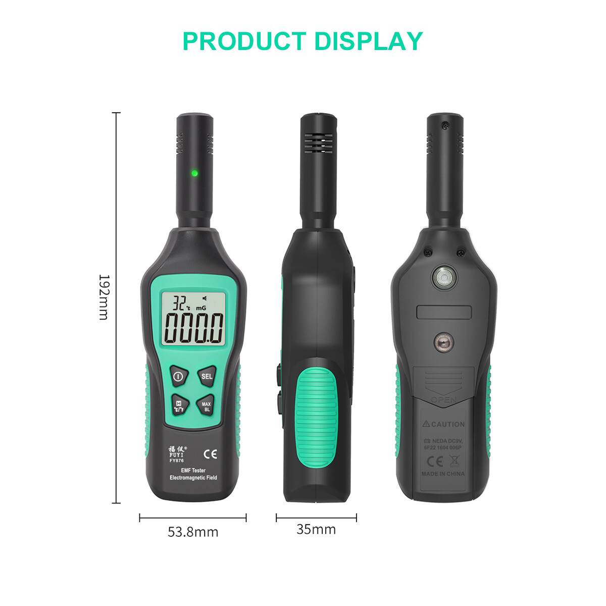 Máy Đo EMF Cảm Biến Thông Minh, Máy Dò Bức Xạ Điện Từ, Máy Kiểm Tra Bức Xạ Sóng Điện Từ Độ Chính Xác Cao Cầm Tay Gia Dụng Máy Theo Dõi Bức Xạ FY876 Màu Đen