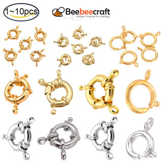 1-10 pc Rack Plating Brass Spring Ring Clasps Real Platinum Plated 15x5mm thumbnail