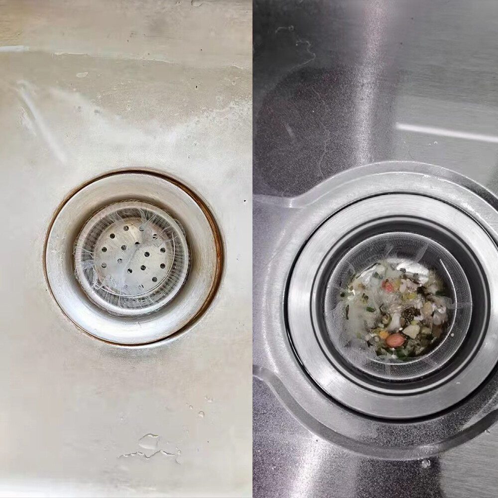 100pcs/200pcs/500pcs Kitchen Sink Net Filter Sink Basket Bag Drain Strainer Filter Net Prevent Clogs 9cmx9cm