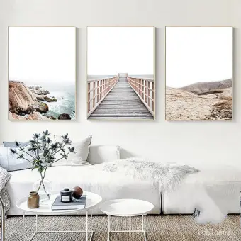 Scandinavian Nature Landscape Canvas Printing Nordic Decoration Canvas Art Print Coastal Bridge Wall Picture Painting Modern Home Decor Lazada Singapore