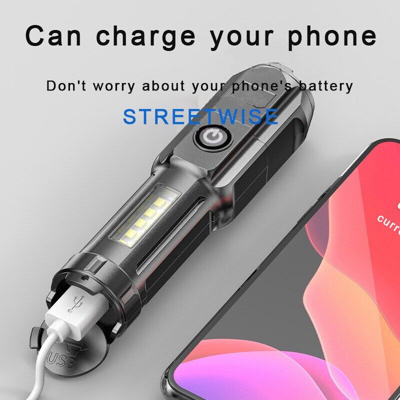 Đèn pin mini Có Thể Sạc Lại đèn pin thu phóng được Không Thấm Nước Đèn Pin Mạnh Mẽ đèn cảm ứng 100000 Lumens Đèn Pin Siêu đèn pin sáng chịu lực cao đèn cảm ứng đèn pin led Mạnh Mẽ đèn bên đèn làm việc Chiến Thuật đèn flash Cắm Trại Đèn