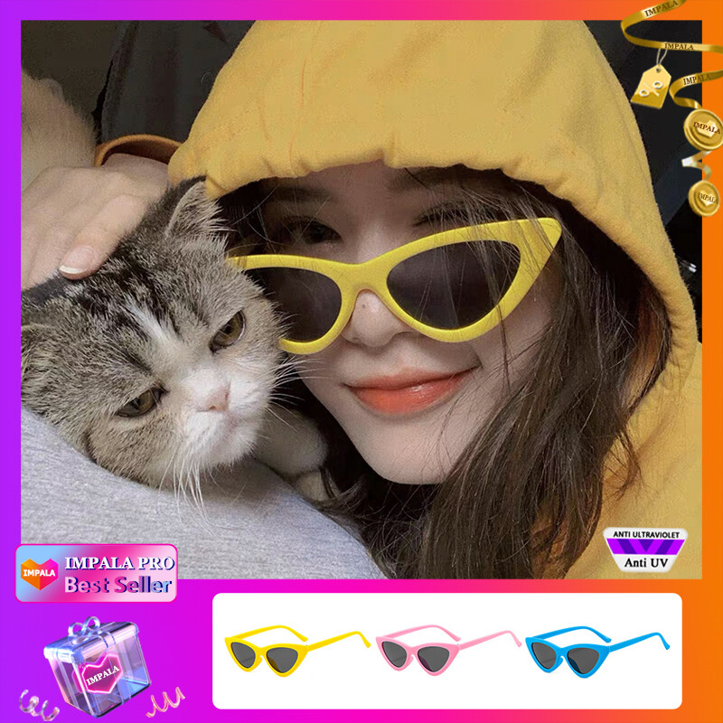 IMPALA QT1804W Fashion Women Cat Eye Sunglasses for Female Vintage Retro Small Lens Cateye Sun Glasses Brand Designer Colorful Eyewear