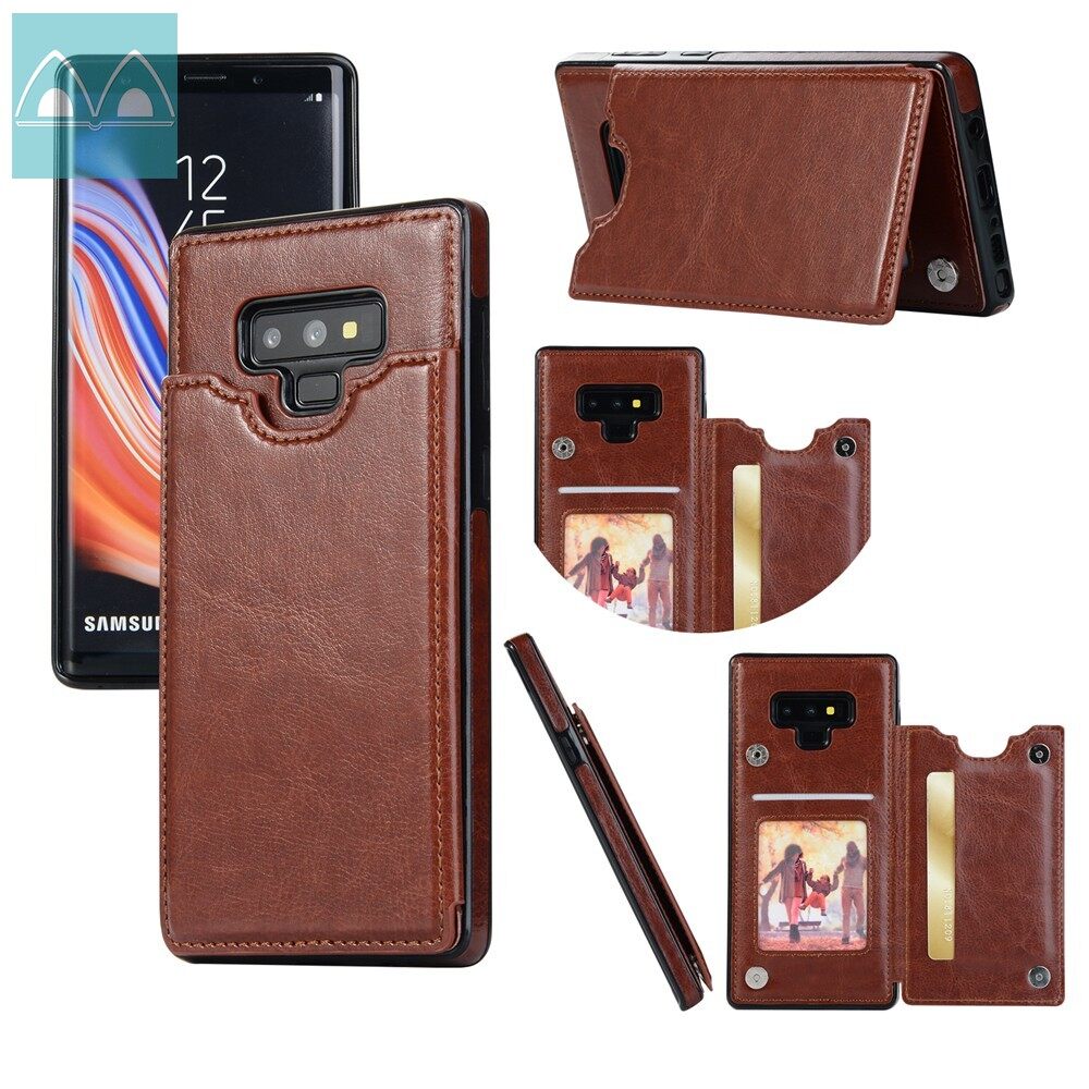 For Samsung Galaxy Note 9 Wallet Case with Card Holder PU Leather Kickstand Double Magnetic Clasp Shockproof Cover Casing