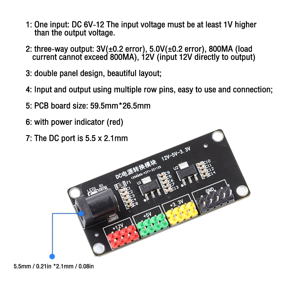 diymore DC-DC 12 V Đến 3.3 V / 5 V / 12 V Máy Chuyển Đổi Điện Áp Đa Đầu Ra Bước Xuống Mô-đun Nguồn Với Bộ Chuyển Đổi Điện