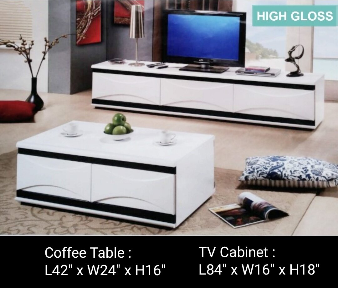 Q 10 HIGH GLOSS 7' TV AND 3.5' COFFEE TABLE SET / HIGH GLOSS TV