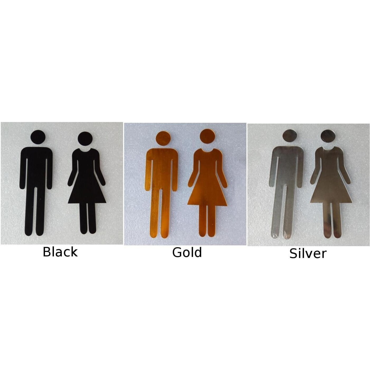 MEN /& WOMEN Toilet//Loo//Bathroom//Restroom//WC Door Sign Adhesive Plaque Silver
