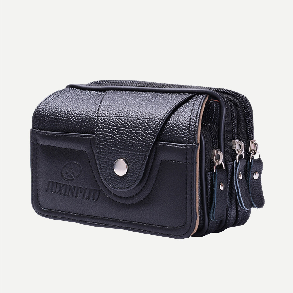 Men PU Waterproof Waist Bag Mobile Phone Belt Pouch Multi-function Wallet