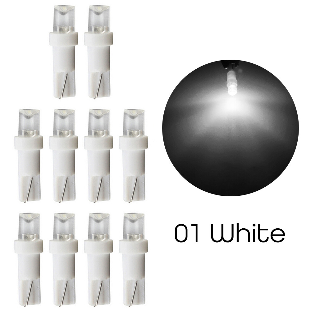 Janedream 10Pcs T5 LED Car Dash Dashboard Lights Bulb Instrument Panel Lamp Speedometer Wedge Side Concave Lens