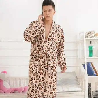 Uni Men Women Fashion Flannel Leopard Print Long Robe Soft Bathrobe Towelling Bath Dressing Gown Nightwear V By Very S Dressing Gownsize Fitavailable In Ages 6 16 Years Detailss Leopard Print Gown From Verybrownkeep Her Cosy And