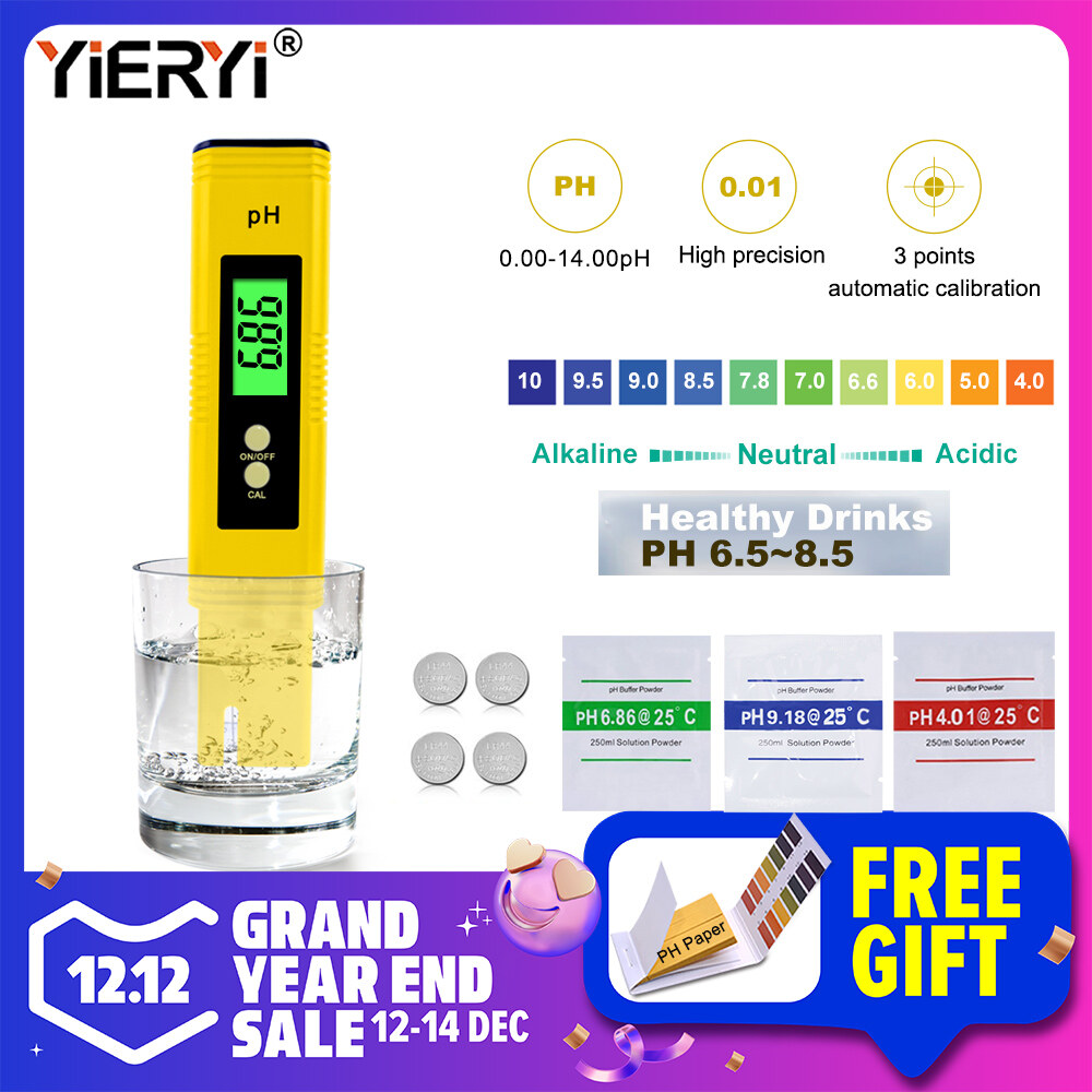 yieryi Digital PH Meter Tester water quality meter for Water Food Aquarium Pool Hydroponics with backlight Accuracy 0.01