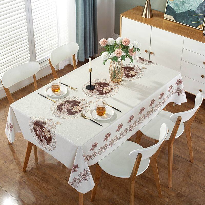 Lovehome Exquisite Print Tablecloth 2 4 6 8-Seater Rectangular Dining Table Cloth Waterproof Oilproof PVC Table Cover