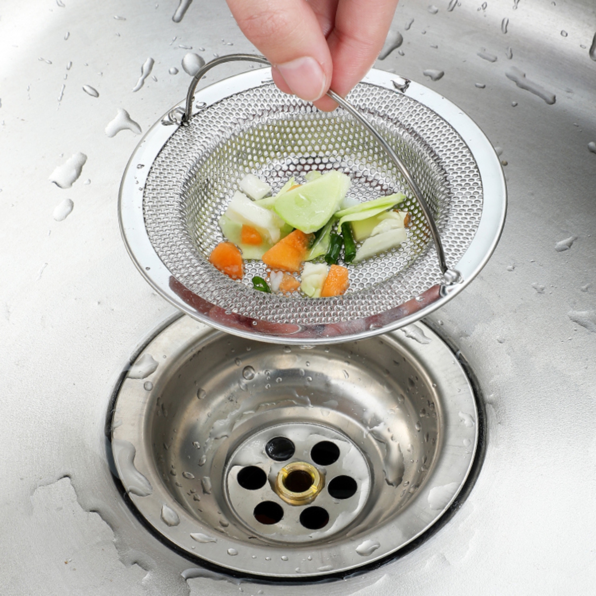 LITCHII Kitchen with Handle Bathroom Filter Fine Mesh Waste Stopper Colander Sink Drain Strainer Basket Catcher