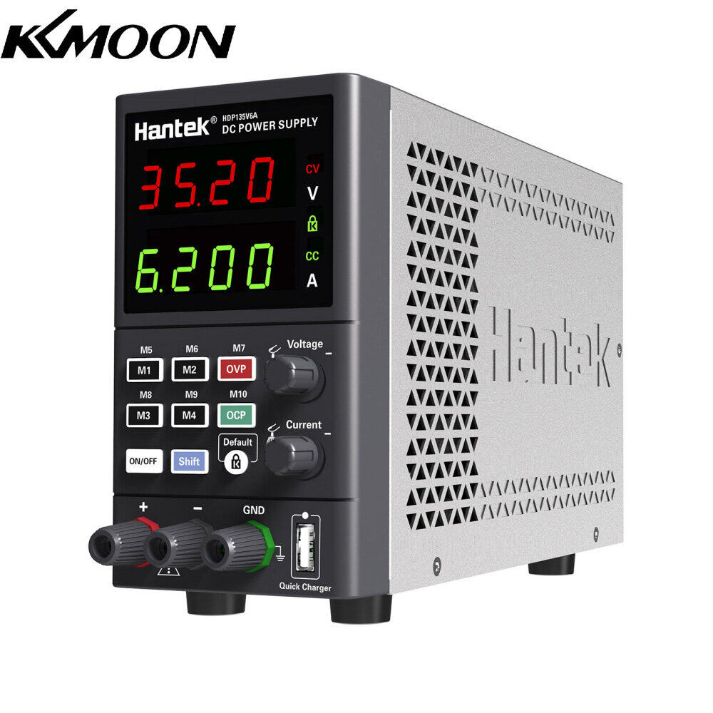 Kkmoon hantek hdp135v6a digital bench dc power supply variable 35v 6a adjustable switching regulated power supply cv cc with data storage, on/ off output, usb quick charge, pc software control, encoder adjustment knob