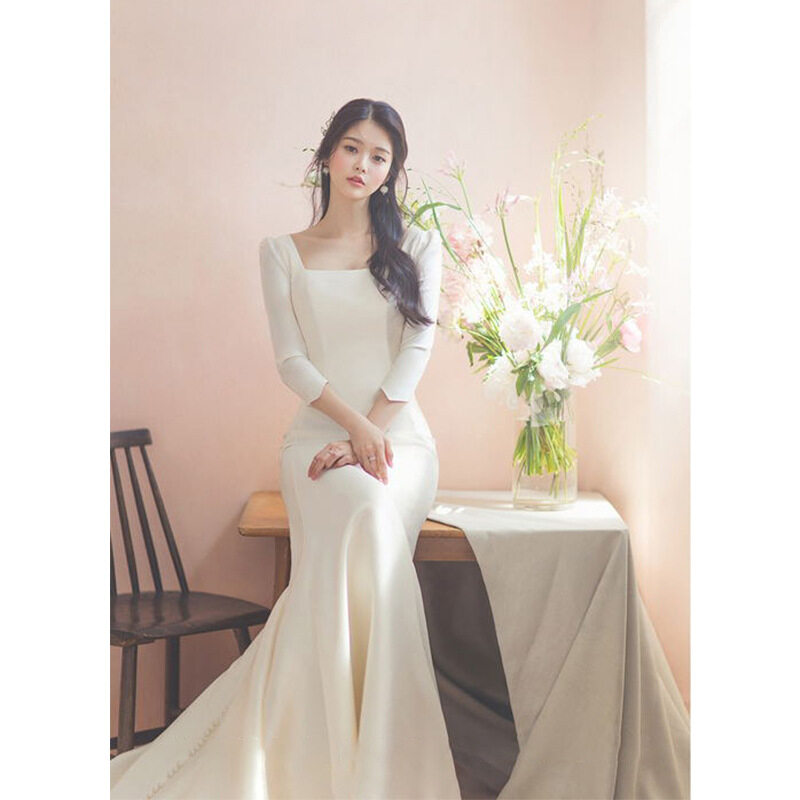 Korean simple wedding on sale dress