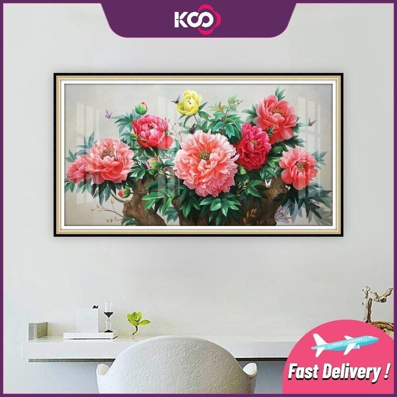 KS New Full Diamond Peony 5D Diamond Painting DIY Diamond Decorative Painting Crystal Painting 50x70CM 50x90cm Acrylic Diamond Mural