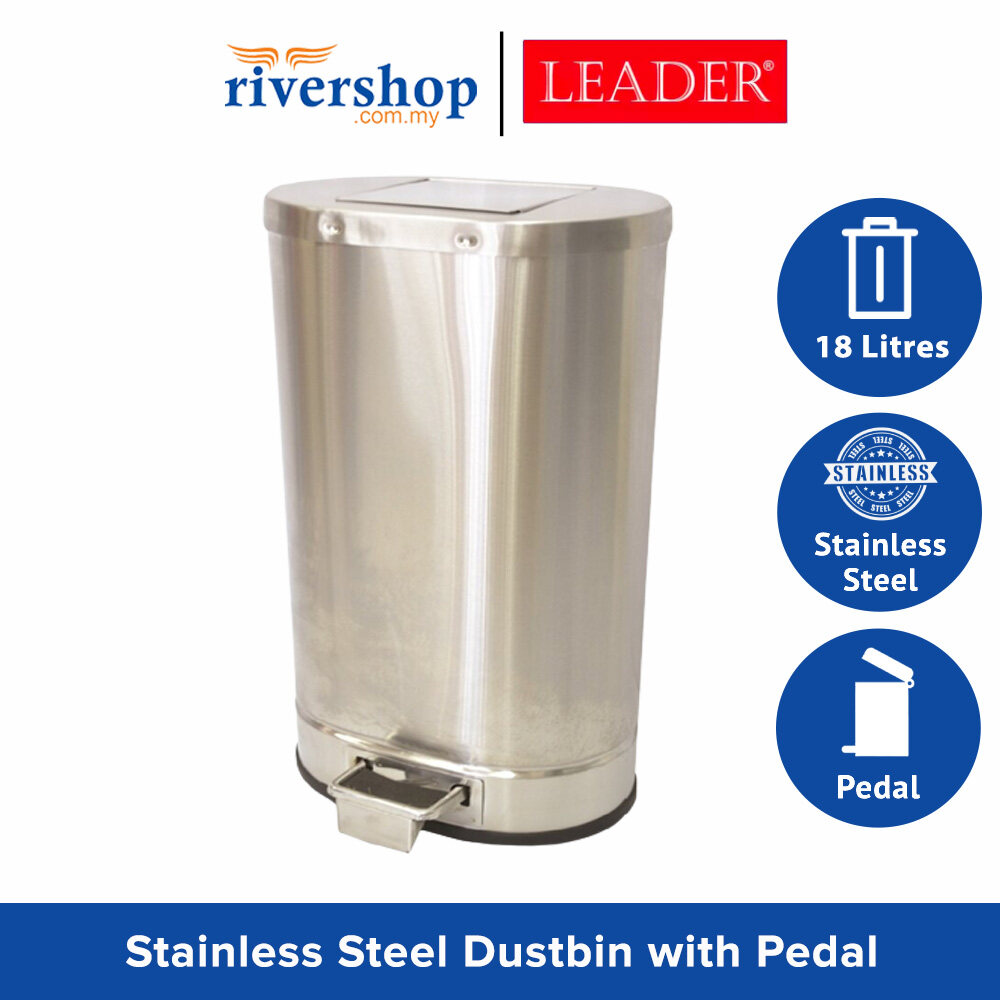 Leader 18Litres Stainless Steel Dustbin Sanitary Bin with Pedal Trash