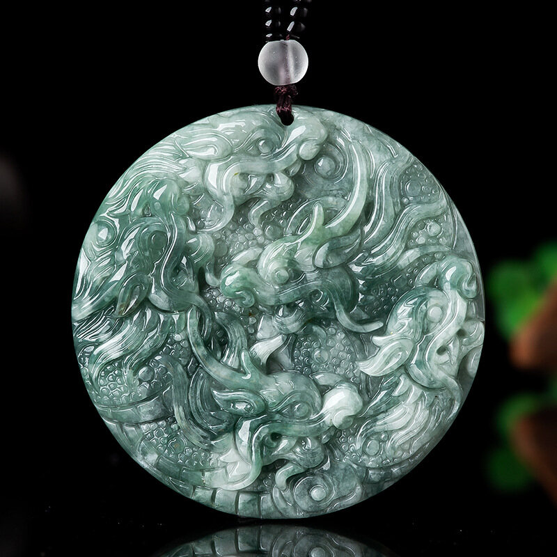 TIMESWIND Natural Burmese Jade Floating Flower Zodiac Kowloon Brand Ice Men Domineering Pendant with Certificate Y1N
