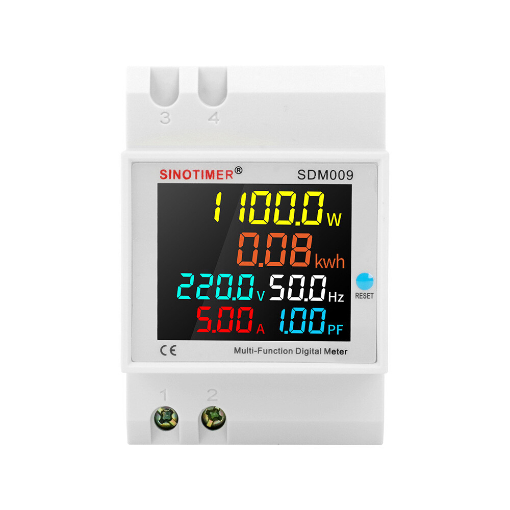 Diymore SDM009 LCD Digital Ammeter Voltmeter Rail Single-phase Electric Energy Monitor AC80-300V Watt Meter Voltage Current Power Factor Meter Volt Amp Tester