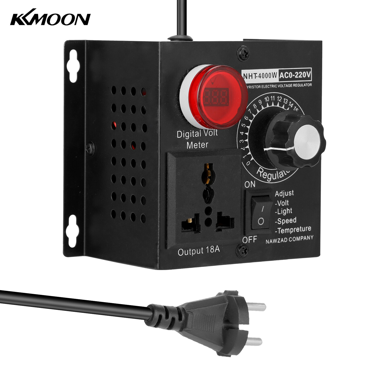 KKmoon AC110V 4000W Compact Variable Voltage Controller Portable Speed Temperature Light Voltage Adjuatable Dimmer
