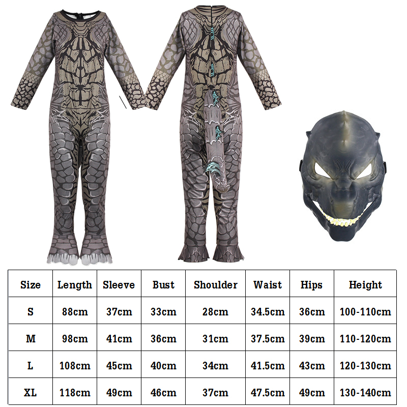Children Godzilla Dinosaur Costume Sci-Fi Movie Monster Cosplay ...