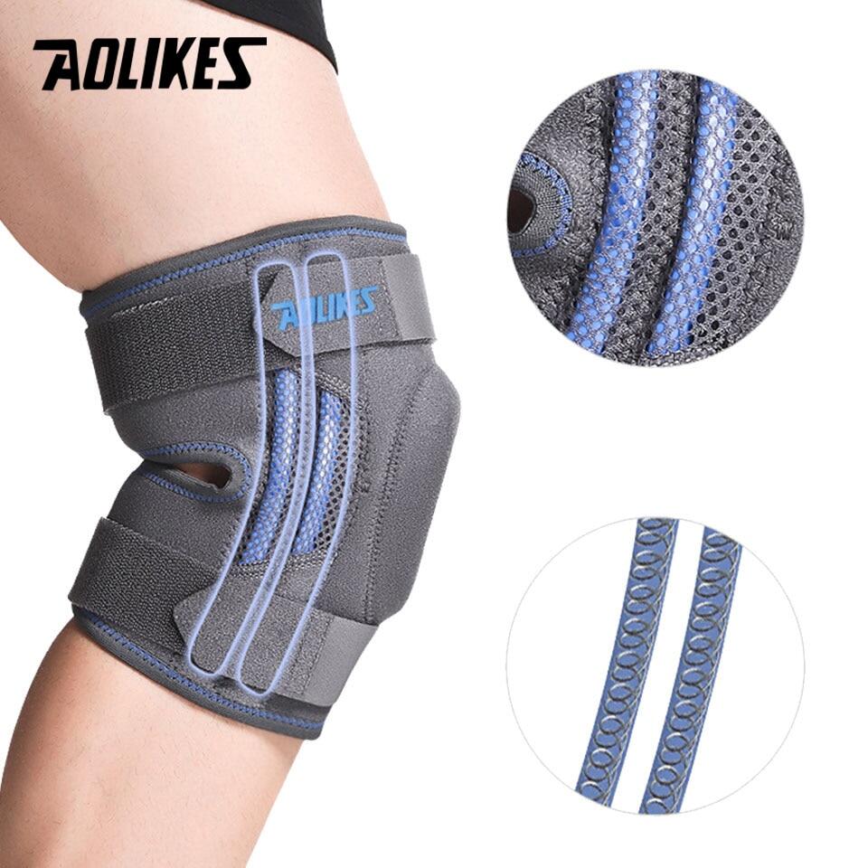 AOLIKES Adjustable Knee Pads with Straps Protector Silicone Spring For Basketball Running Volleyball Arthritis Knee Pads Joints Support
