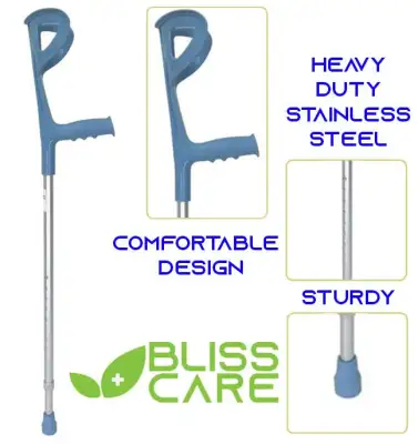 Height Adjustable Aluminium Elbow Crutch Walking Stick Elbow Crutches Forearm Underarm Arm Support Cane (1 Pair)